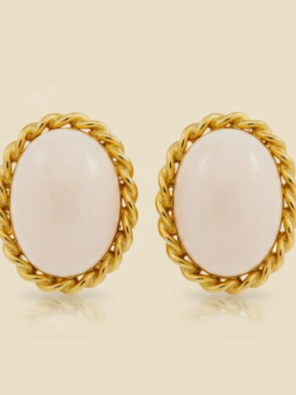14K Angel Skin Coral Elegant Ear-Clips for Non Pierced Ears